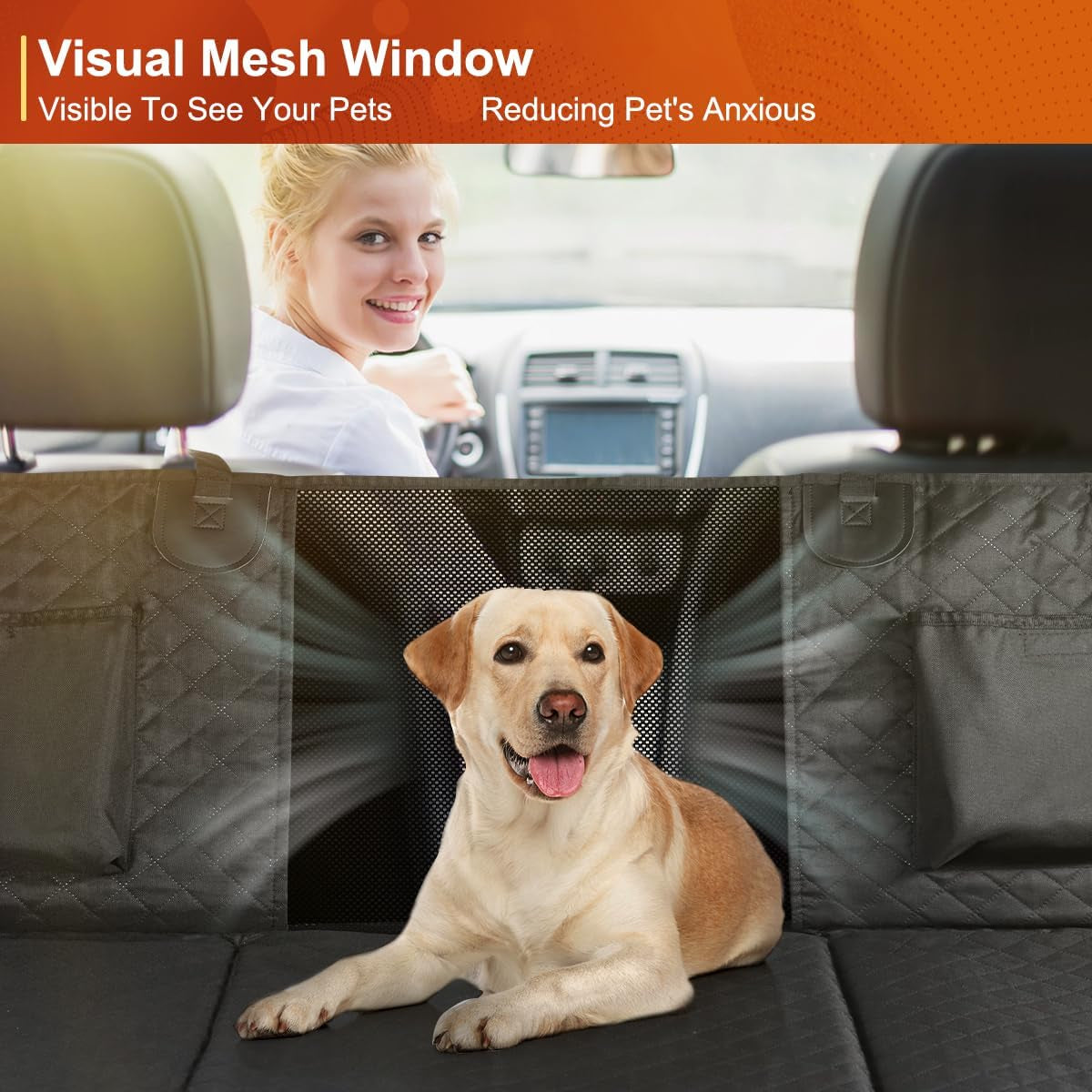 Premium Dog Car Seat Cover and Hammock for Backseat Protection - Non-Inflatable Hard Bottom Protector for Cars, Trucks, and SUVs