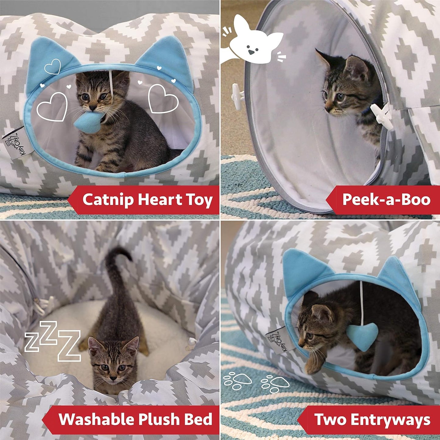 Large Cat Tunnel Bed, Cat Bed, Pop up Bed, Cat Toys, White