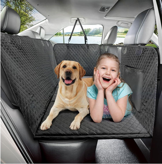 Premium Dog Car Seat Cover and Hammock for Backseat Protection - Non-Inflatable Hard Bottom Protector for Cars, Trucks, and SUVs