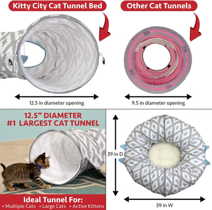 Large Cat Tunnel Bed, Cat Bed, Pop up Bed, Cat Toys, White