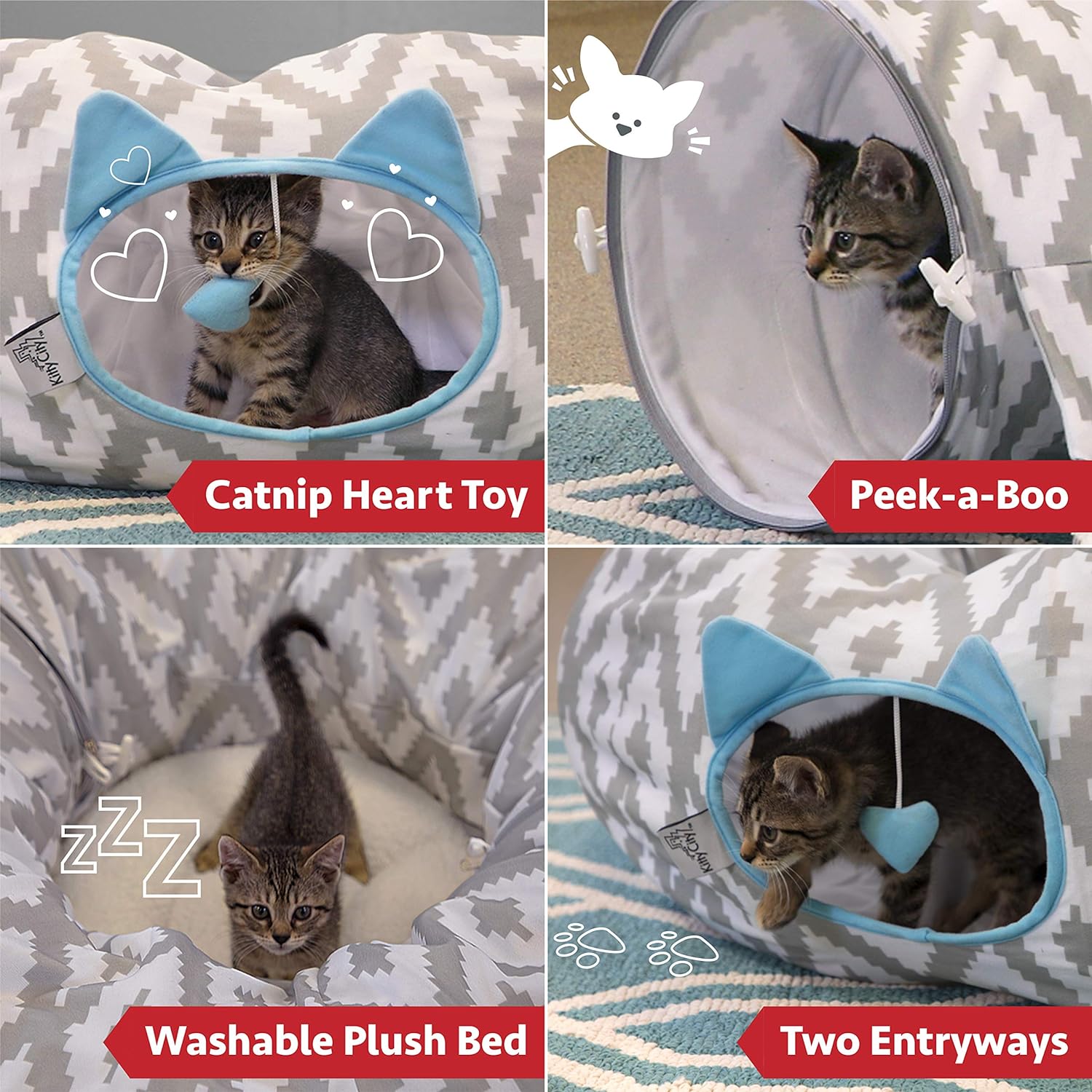 Large Cat Tunnel Bed, Cat Bed, Pop up Bed, Cat Toys, White